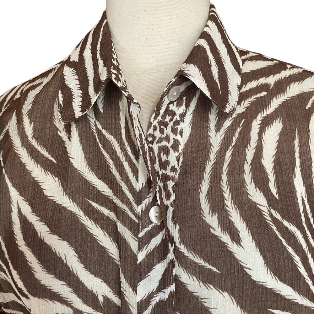 Alfred Dunner Animal Print Button Down Shirt - Picture 2 of 6